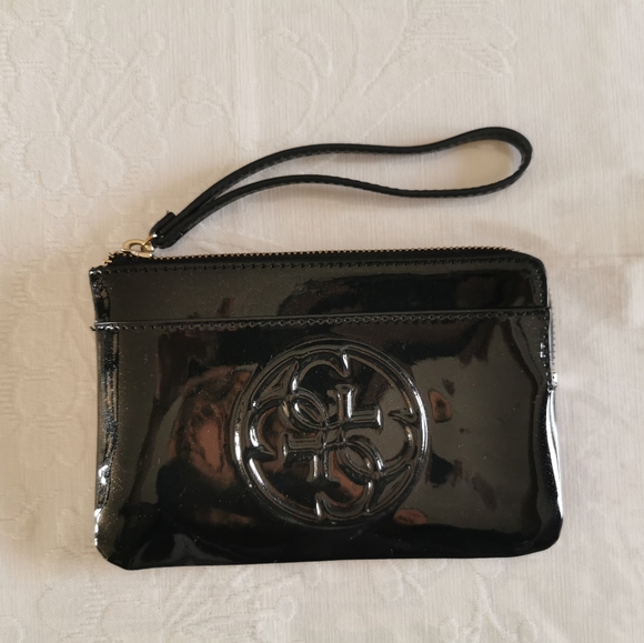 Guess Handbags - Guess G Logo Black Patent Sparkle Wristlet